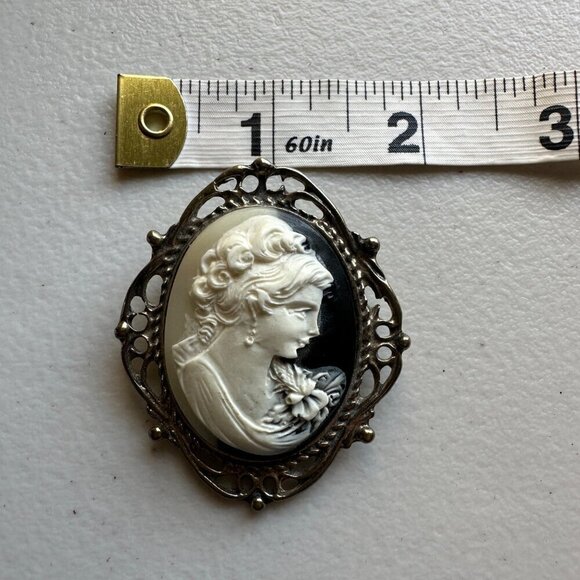 Cameo and Colored Rhinestone Lapel Scarf Hat Pins Set of 4 Retro Glam Brooches - Picture 3 of 11